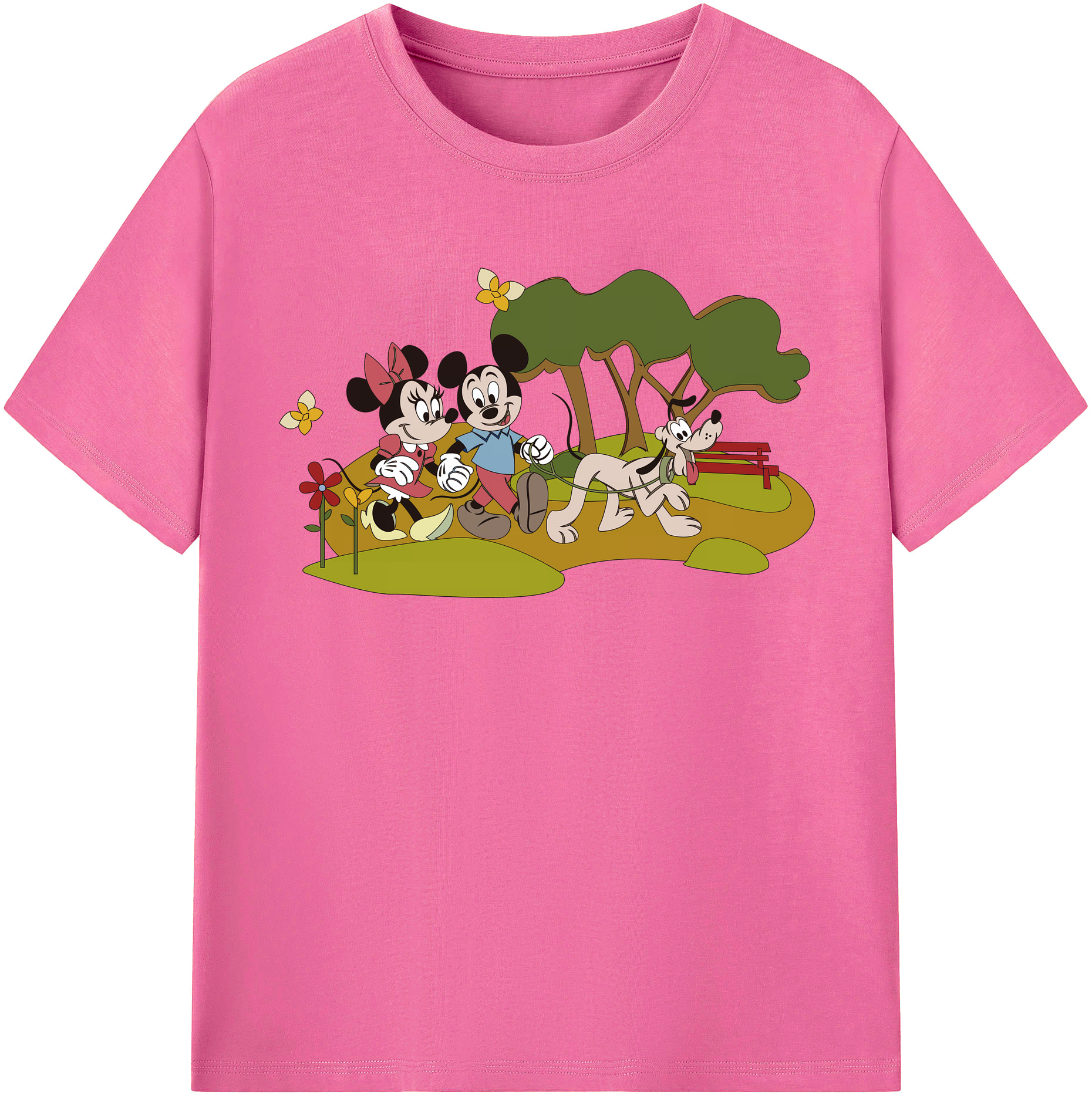 （画像用） ミッキーマウス Mickey Mouse レディースカジュアルプリントTシャツ（綿100％）